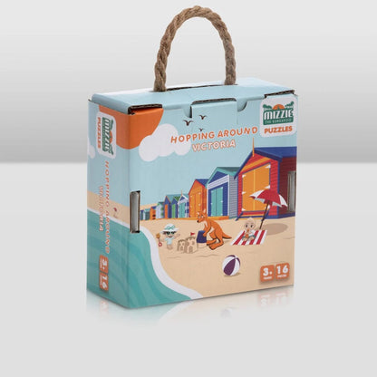 Kinderpuzzle mit Tragegriff Box Hopping Around New South Wales von Mizzie